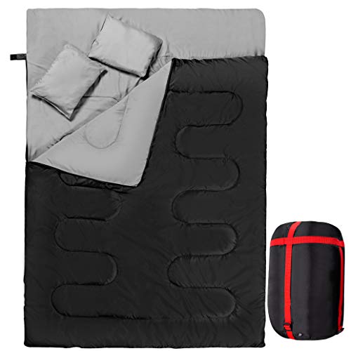 Zento Deals Double 슬리핑 가방 2 Pillows &ndash Queen Size 방수 Good Persons 경량 Camping Cool Weather Backpacking Hiking Tent Carrying Outdoors