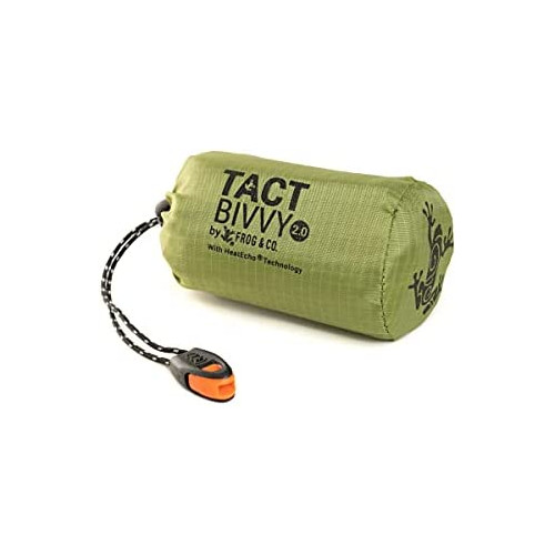 Tact Bivvy 2.0 Emergency 슬리핑 가방 Compact Ultra 경량 방수 Thermal Bivy Sack 커버 Shelter Survival Kit &ndash w/Stuff Carabiner Whistle + ParaTinder