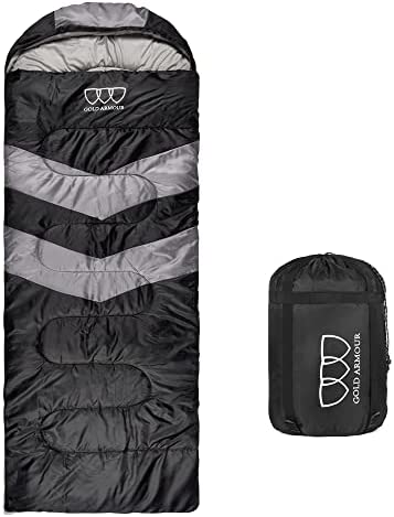 Gold Armour 슬리핑 가방 Indoor Outdoor Use - Great 어린이 소년 소녀 성인 Ultralight Sleepover Backpacking Camping Gear Accessory Gray/Sky 블루 Right Zipper Single