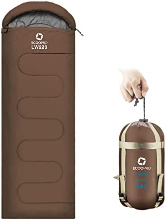 ECOOPRO Warm Weather Sleeping Bag - Portable, Waterproof, Compact Lightweight, Comfort with Compression Sack - Great for Outdoor Camping, Backpacking & Hiking-83 L x 30 W Fits Adults