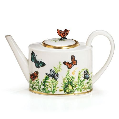 Wings Of Grace Porcelain Butterfly Teapot With Gold Trim For Fine Dining,Home Decor And Collectors