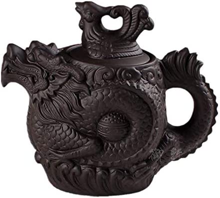 티포트 주전자 Authentic Yixing Teapot Dragon and Phoenix Tea Pot Big Capacity Purple Clay Tea Set Kettle Kung Fu Teapot (black)