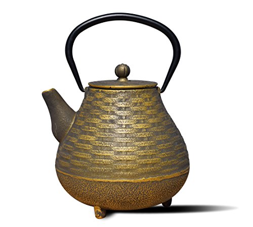 티포트 주전자 Old Dutch International Cast Iron Orimono Teapot, 41 oz, Black/Gold