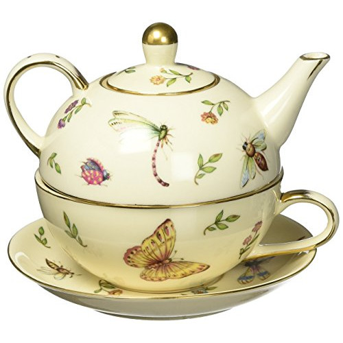 티포트 주전자 Botanical Porcelain Duo Teapot, Teacup and Saucer Set