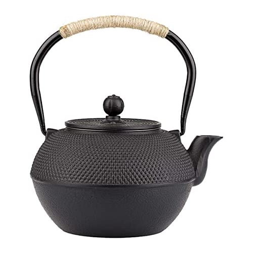 티포트 주전자 tetsubin cast iron tea kettle japanese workshop teapot with Stainless Steel Infuser （27oz Black）