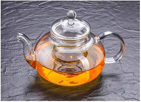 티포트 주전자 600ML Glass Teapot With Infuser, Teapot With Strainer For Loose Tea, Glass Tea Pot Can be Used On Stovetop (600ml/21oz)