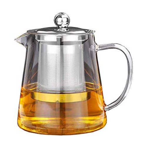 티포트 주전자 Mini Size Glass Teapot Tea Kettle - OBOR Borosilicate Stovetop Safe Small Tea Maker with Removable Infuser for Blooming and Loose Leaf - 450ML/15oz