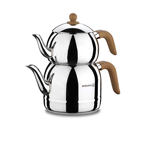 korkmaz 18/10 Stainless Steel Turkish Teapot - 3.6 lt. Capacity