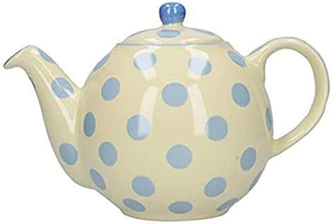 London Pottery Globe Polka Dot Teapot with Strainer, Ceramic, Ivory/Multi Spot, 6 Cup (1.2 Litre)