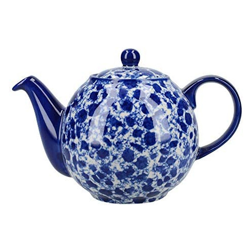 London Pottery C001007 Splash Globe Teapot with Strainer, Stoneware, Blue / White, 2 Cup (500 ml)