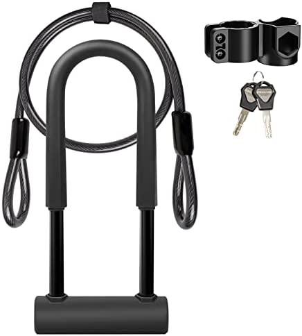 UBULLOX Bike U Lock Heavy Duty Bicycle 16mm Shackle 4ft/6ft Length Security 케이블 Sturdy Mounting Bracket Motorcycle More