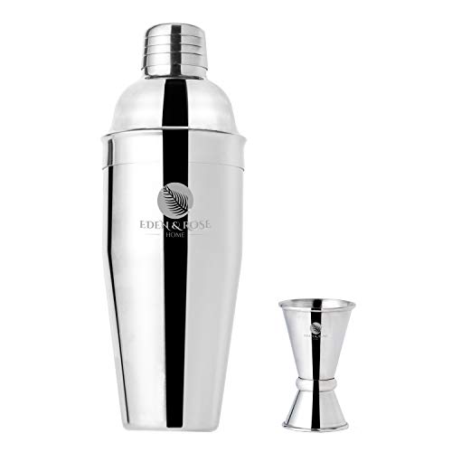 Cocktail Shaker u2013 Martini Shaker - Martini Shaker set with Jigger - 24 oz Margarita Mixer - 2-piece Bartending Kit u2013 Large Bar Shaker for Alcoholic Drinks with Built-in Strainer - Eden & Rose Home