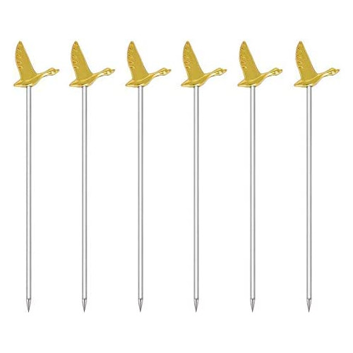 YES Time Stainless Steel Greylag Goose Martini Cocktail Picks for Fruit,Cocktail,Party,Wedding Set of 6 (Rose gold)
