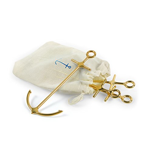 Genuine Fred Gold ANCHORED Stainless Steel Cocktail Picks, Set of 6, small, (5186704)