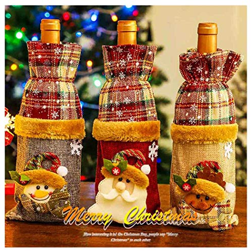Yokawe 3pcs Christmas Wine Bottle 커버 Santa Snowman Sweater Dress Holiday Home Party Decorations Gift