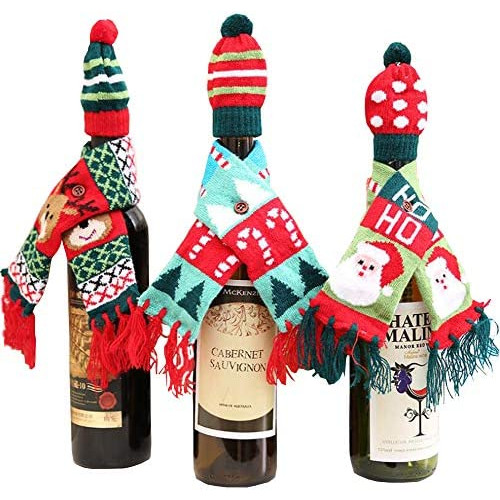 Christmas Decorations Wine Bottle 커버 세트 Xmas 선물 Party Reusable Bags팩 3 B