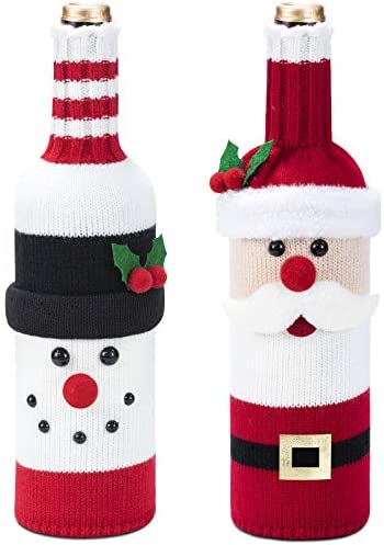 Ebeet Christmas Sweater Wine Bottle 커버 2pcs Handmade Party Decorations