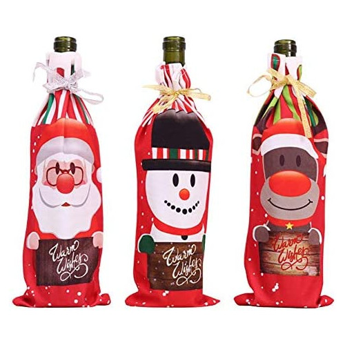 YSERA LIN Christmas Wine Bottle 커버 Red 가방 decorations Cute Sweater Table Decorations 선물 Home Party 3PCS B