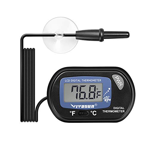 VIVOSUN 1팩 LCD Digital Aquarium Thermometer Fish Tank Water Terrarium Temperature Suction 컵 Turtle