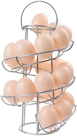Egg Skelter Deluxe Modern Spiraling Dispenser Rack - Freestanding Wire Chicken Egg Storage Organizer Display Holder Basket for Countertop Kitchen,Black