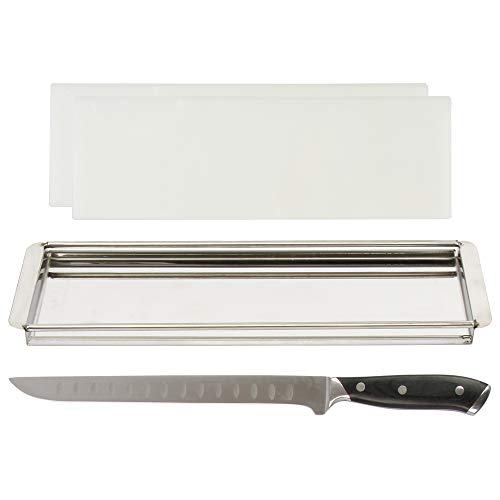 Beef Jerky Meat Slicer Kit- 100% Precision Uniform Slices Guaranteed - Adjustable Thickness Dishwasher Safe Jerky Cutting Board 10 Meat Slicing Knife Jerky Maker and Meat Curing How to Book