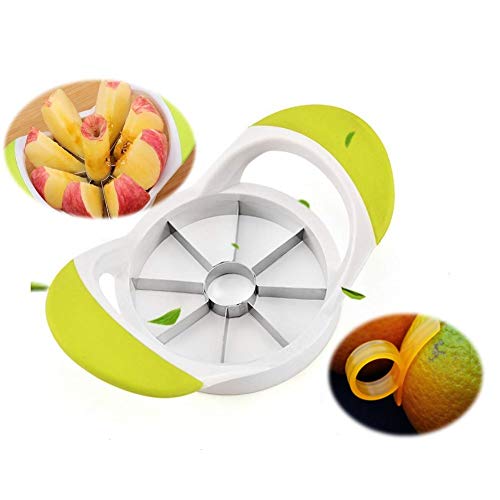 FLYINGSEA Apple Slicer,Apple Slicer Corer,304 Stainless Steel Apple Slicer + One Orange Peeler, Stainless Steel Blades With Lightweight Handle Make Cutting Very Easy,Cooking And Kitchen Gadget (Green)