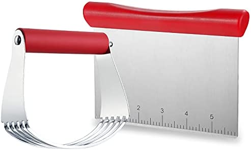 Spring Chef - Dough Blender and Pastry Cutter, Stainless Steel Nut, Pie, Pastry and Dough Cutter and Scraper, Multipurpose Baking Tools with Soft Grip Handles, Black