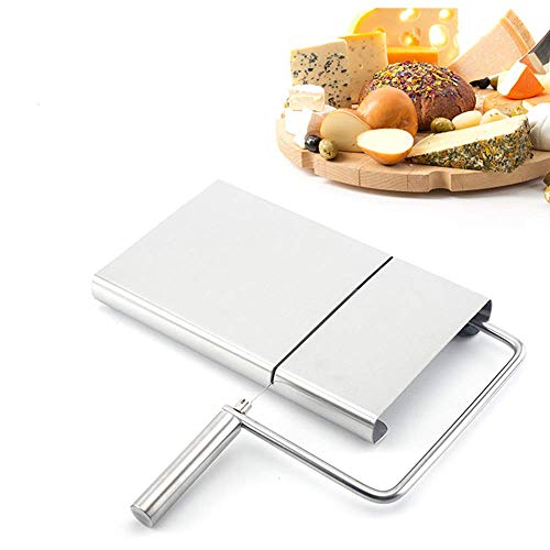 Cheese Slicer Stainless Steel Wire Butter Cutter Kitchen Cheese Butter Food Slicer With 5 Replacement Wires Inside, Stainless Steel Cheese Slicer With Durable Cutting Board