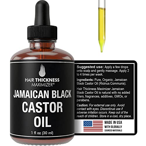100% Organic Cold-Pressed Jamaican 매트 Castor Oil 1fl Oz 헤어 Thickness Maximizer. Pure Unrefined Oils Thickening Eyelashes Eyebrows. Avoid Loss Thinning Men Women
