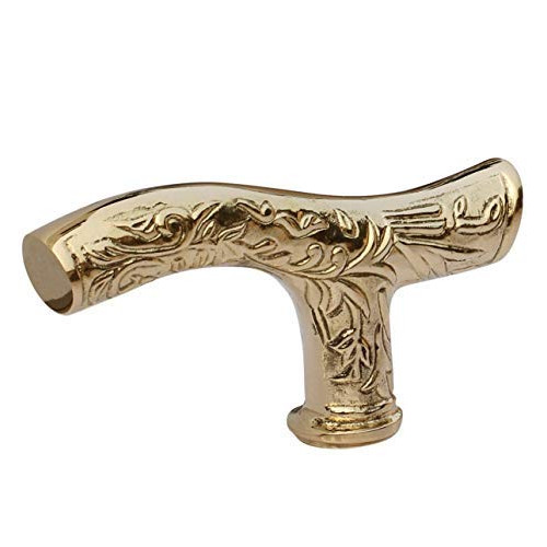 SouvNear Handmade 4.8&rdquo Fritz Walking Stick/Cane-Vintage-Look Brass Handles Carved Detailing 3.8 x 3.9 0.7 inches Gold