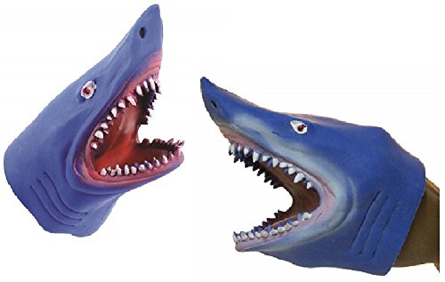 Novelty Treasures 블루 Stretchy 소프트 Shark Hand Puppet 2 Pack