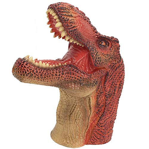 Tecesy Dinosaur Hand Puppet Make Sounds Rubber Dino Head 토이 Animal Gloves Puppets Realistic T-Rex Role Play 어린이 Toddlers 소년 Grils 성인 Red