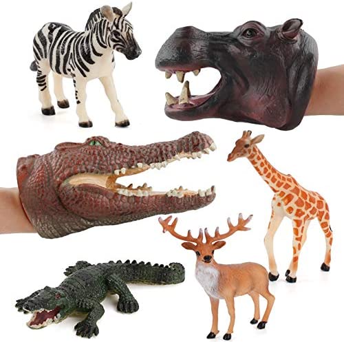 Atralo Service 6 PCS Wild Animal Hand Puppet Large 소프트 Rubber Hippo Crocodiles 토이 4 Solid 미니 Model Children&hellip