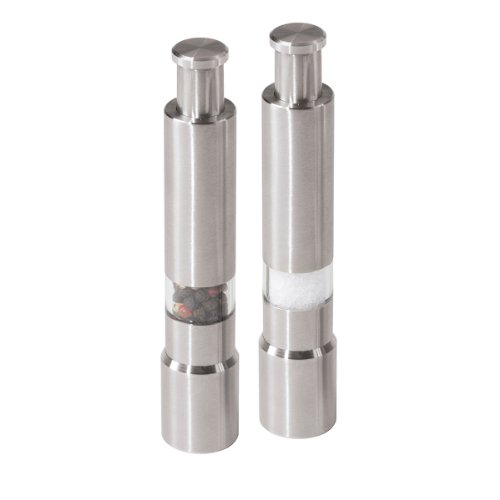 Oggi Stainless Steel Spring Action Salt and Pepper Mills, Set of 2