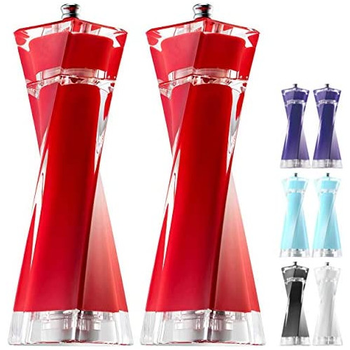 MITBAK Acrylic Turquoise Salt and Pepper Grinders Set | Sea Salt and Pepper Mills Easy to Use, Equipped with Adjustable Coarseness And Ceramic Mechanism| Unique Kitchen Gadgets| Premium Quality