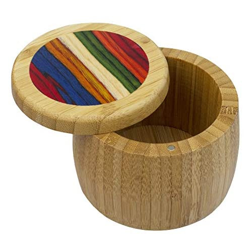 Baltique Marrakesh Collection Salt Cellar and Storage Box, Bamboo and Colored Birch Wood