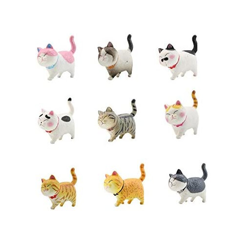 동물 피규어 묘2대 9 개모형 새끼 고양이 장난감 세트 희 미니 모델 핑크 생일 파티 소품