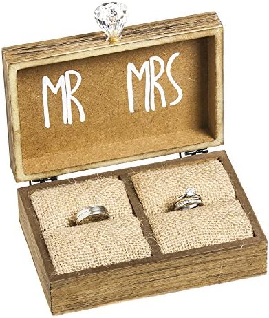 Cypress Home I Have Found The One Whom My Soul Loves - Song of Solomon 3:4 Mr. and Mrs. Wooden Ring Holder Decorative Box - 5u201DW x 6u201DD x 2u201DH