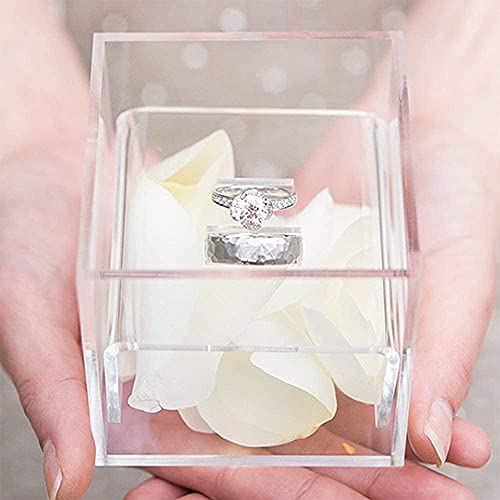 AiLa Acrylic 클리어 Ring Holder 크리스탈 Jewelry Box 선물 Wedding Without Flowers Clear