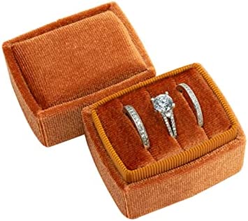 The Lux Box 고저스 Antique Velvet Geometric Ring Boxes Proposals Wedding Photos Hexagon Oval Single Double Rings Fits Slim Bands Dusty Rose