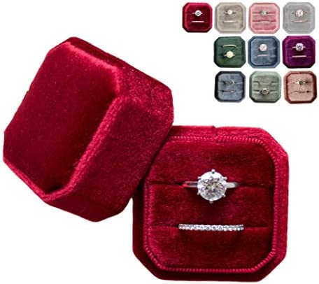 Marble Wolf Velvet Ring Box Vintage Inspired - Octagon 스퀘어 Perfect Engagement Bride Wedding Photography Bridal 선물 Mrs. &hellip Sapphire Ice