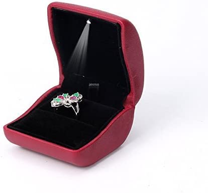 LILY TREACY PU 가죽 Earrings,Coin,Jewelry,Ring Box,Case LED Lighted up Proposal,Engagement,Wedding,Gift Black
