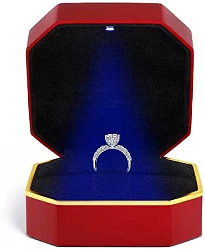 BULYZER Ring Box Led,Square Velvet Wedding 케이스 Jewelry 선물 Light Proposal Engagement Wedding（Black）