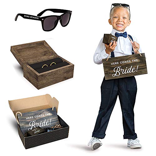 Ring Bearer 선물세트 Stache & Sons Box Includes Two-Sided Sign Sunglasses Wedding Proposal Gifts