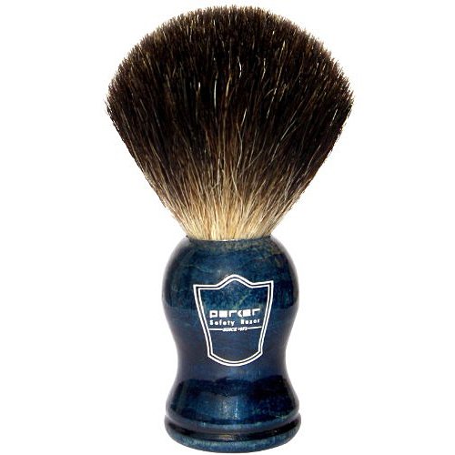 Parker Safety Razor 파커 블루 우드 핸들 쉐이빙 브러쉬 & 스탠드 세트
