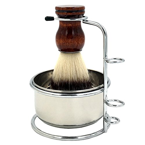 PerPro 매트 Heavyweight Base Shaving Stand Shave Soap Bowl 소프트 Nylon Brush Anti-skid Handle 호환가능 Most Safety Razors Men Grooming Kit Gent Mens
