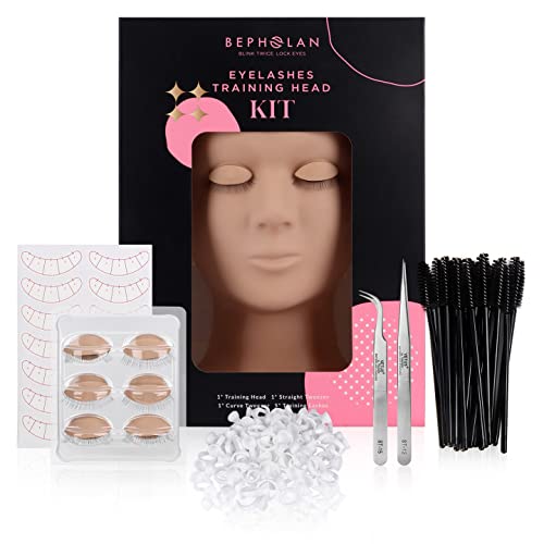 BEPHOLAN Pro Rubber Practice Training Head Cosmetology Mannequin Doll Face Eyelashes Makeup