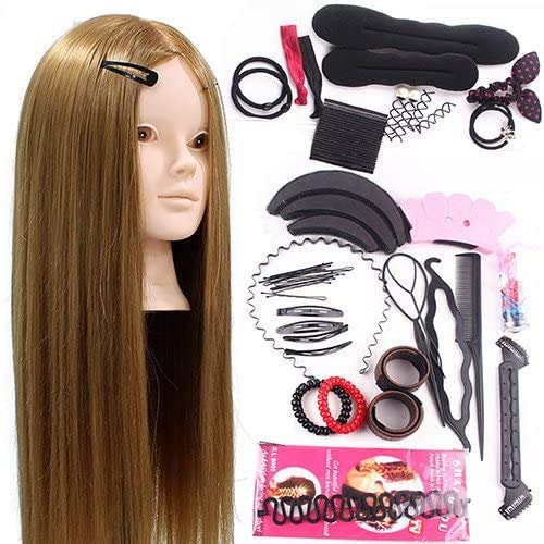 Neverland Beauty 24inch 50% Real 헤어 Training Head Hairdressing Mannequin Makeup Function + Braid Set
