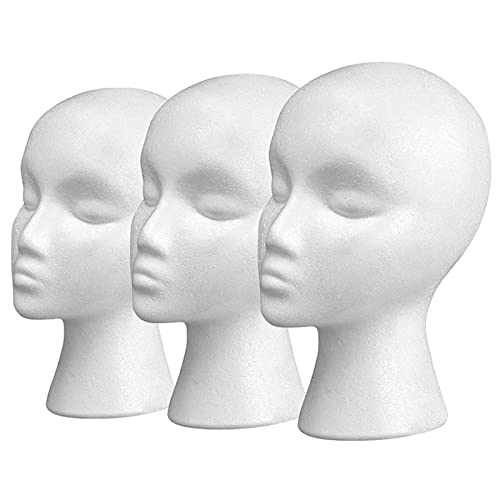 11" 3 Pcs Styrofoam Wig Head - Tall Female Foam Mannequin Stand Holder 스타일 Model Display 헤어 Hats Hairpieces Mask