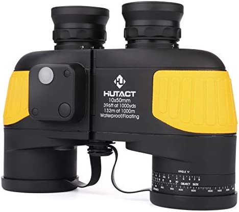 HUTACT Military Binoculars 성인 10x50 Built-in Compass Range Finder Bird Watching Large Eyepiece Lens Field Vision Suitable Hunting Cross-Country Travel